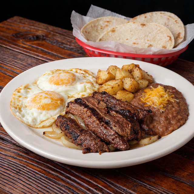 Eggs and Fajitas.